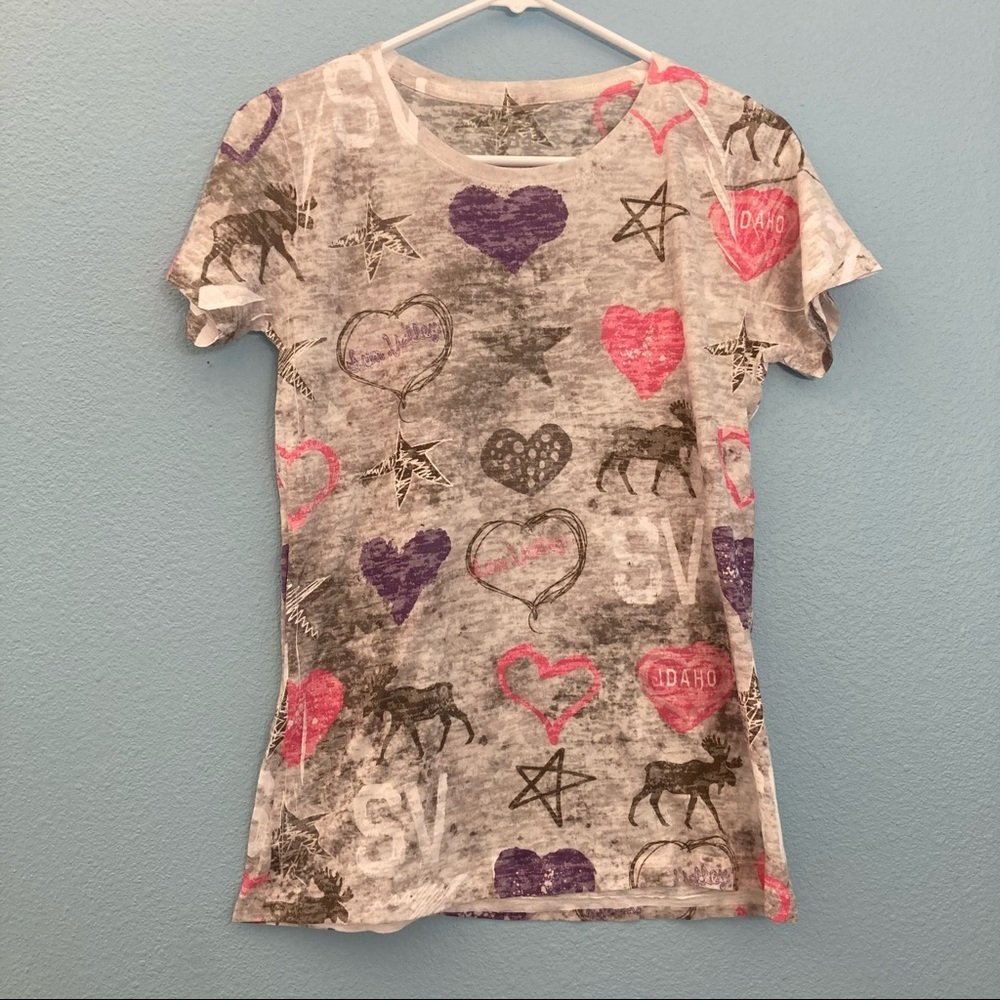 Heart & Stars Top - Pink/Gray - Blue 84 by Step Ahead